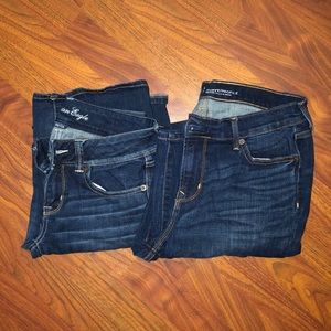 2 pairs of jeans; American Eagle and Old Navy